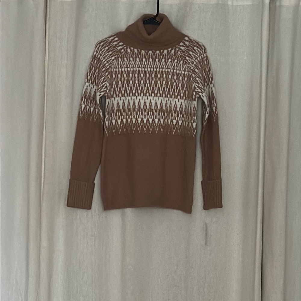 Fever Brown and Cream Turtleneck Sweater
